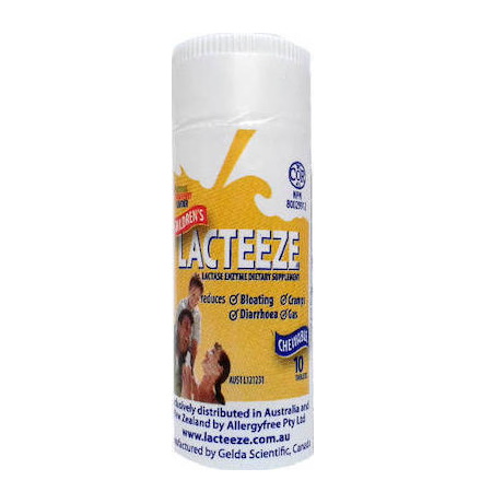 Lacteeze Ένζυμο Λακτάσης σε Μασώμενα Δισκία, με ευχάριστη γεύση Φράουλας 10 μασώμενες ταμπλέτες