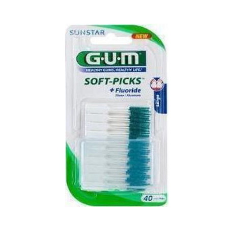 Gum 634 Soft Picks Fluoride Οδοντιατρικές Οδοντογλυφίδες Φθοριούχες Large 40τμχ