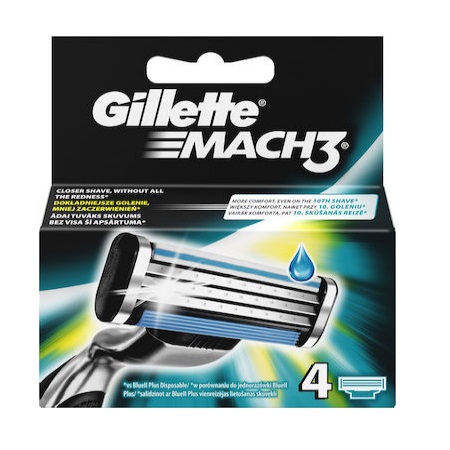 Gillette Mach 3 Ανταλλακτικές Κεφαλές 4τμχ