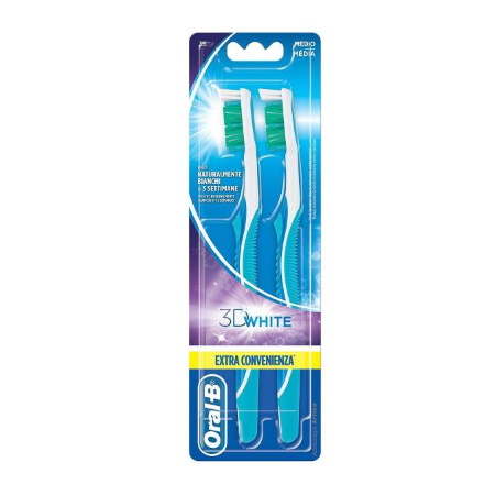 Oral B 3D White Extra Value Οδοντόβουρτσα Μέτρια 2 τεμάχια