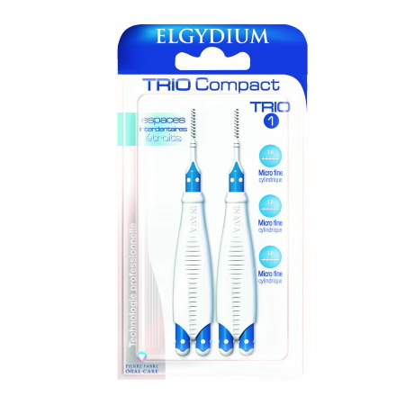 Elgydium Trio Compact 1 Μεσοδόντια Βουρτσάκια για πολύ Μικρά Διαστήματα 2 Στελέχη & 6 Βουρτσάκια