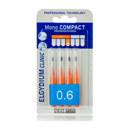 Elgydium Mono Compact Orange 0.6 Μεσοδόντια Βουρτσάκια Πορτοκαλί 4 τεμάχια