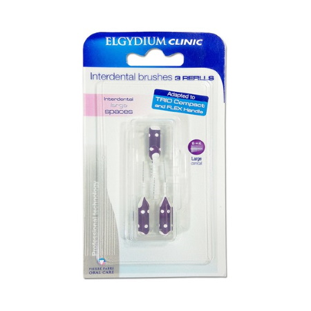 Elgydium Trio Refill Mauve 0.8 Ανταλλακτικά Μεσοδόντια Βουρτσάκια Μωβ 3 τεμάχια