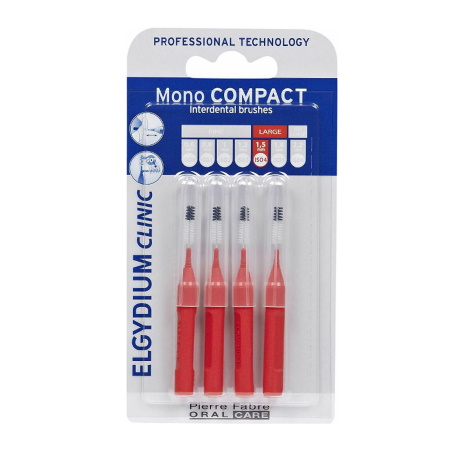 Elgydium Mono Compact Purple 0.7 Μεσοδόντια Βουρτσάκια Κόκκινο 4 τεμάχια