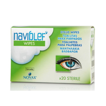 Novax Naviblef Wipes Μαντηλάκια Καθαρισμού Βλεφάρων, Βλεφαρίδων και Προσώπου 20 τεμάχια