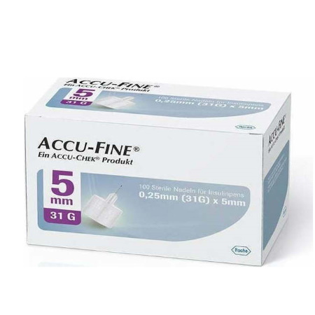 Accu-Chek Accu-Fine 0,25mm X 5mm Βελόνες Μέτρησης Σακχάρου 100τμχ