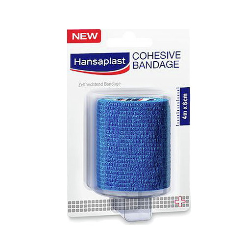 Hansaplast Cohesive Bandage Μπλε Επίδεσμος Τραυμάτων & Στήριξη Αρθρώσεων 4mx6cm