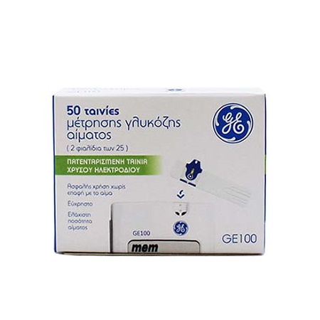 General Electric GE100 Test Strips Ταινίες Μέτρησης Σακχάρου 50τμχ