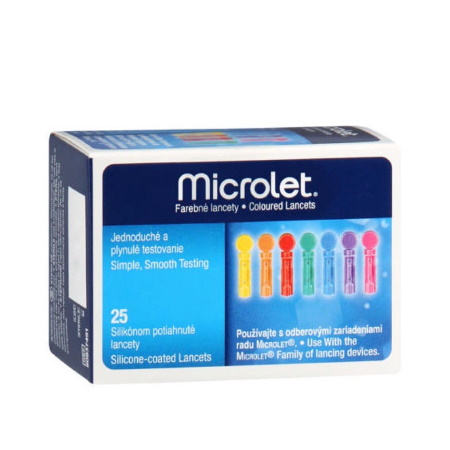 Ascensia Microlet Lancets Colored Έγχρωμες Βελόνες για το σύστημα παρακολούθησης γλυκόζης αίματος Contour της Bayer 25 τεμάχια