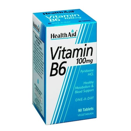 Health Aid Βιταμίνη B6 100mg Πυριδοξίνη για το Μεταβολισμό 90 Ταμπλέτες