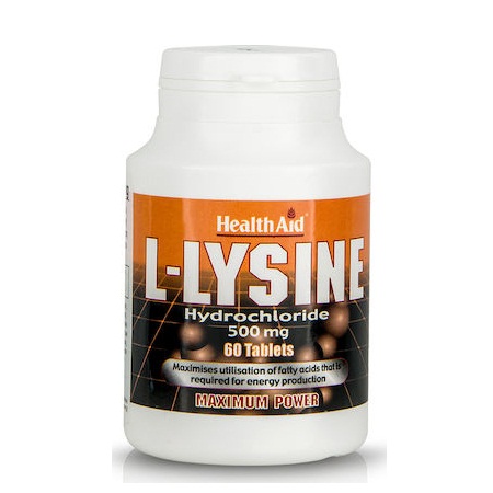 Health Aid L-Lysine Hydrochloride 500mg Συμπλήρωμα Διατροφής Λυσίνης για την Παραγωγή Πρωτεϊνών 60 ταμπλέτες