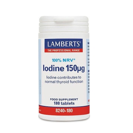 Lamberts Iodine 150mg Συμπλήρωμα με Ιώδιο για την Φυσιολογική Ανάπτυξη και την Υγεία του Δέρματος 180 ταμπλέτες