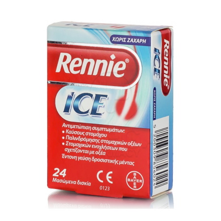 Bayer Rennie Ice Για Αντιμετώπιση Στομαχικών Ενοχλήσεων 24 μασώμενα δισκία