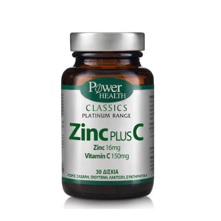 Power Health Platinum Range Classics Zinc Plus C Συμπλήρωμα Διατροφής με Ψευδάργυρο & Βιταμίνη C για Τόνωση Ανοσοποιητικού 30 δισκία