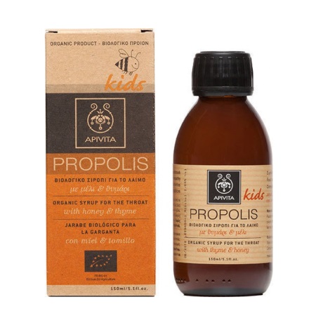 Apivita Kids Propolis Βιολογικό Σιρόπι για το Λαιμό με Μέλι & Θυμάρι 150ml