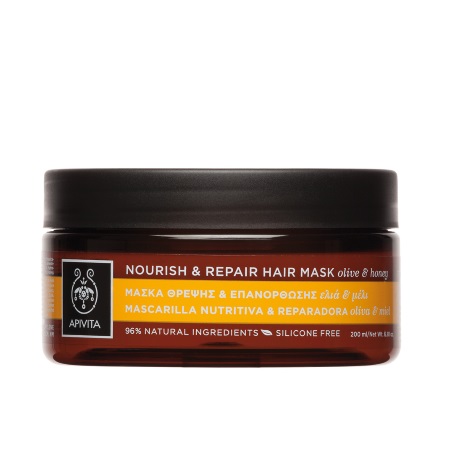 Apivita Nourish & Repair Hair Mask Μάσκα Θρέψης & Επανόρθωσης με Ελιά & Μέλι για Ξηρά Μαλλιά 200ml