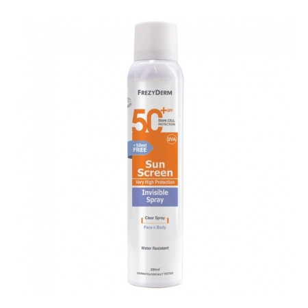 Frezyderm Sun Screen Invisible Spray SPF50+ Διάφανο Αντιηλιακό Σπρέι Σώματος 200ml