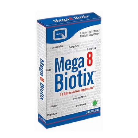 Quest Mega 8 Biotix Συνδυασμός 8 Διαφορετικών Προβιοτικών για την καλή Λειτουργία του Εντέρου 30 κάψουλες