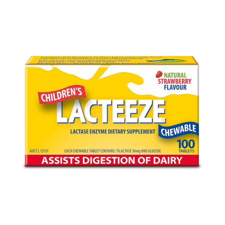 Cube Lacteeze Children Ένζυμο Λακτάσης γεύση Φράουλας 100 μασόμενα δισκία