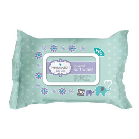 Pharmasept Tol Velvet Soft Wipes Απαλά Μαντηλάκια Καθαρισμού για Χέρια και Πρόσωπο 30 Τεμάχια