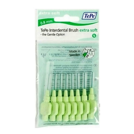TePe Interdental Brush Extra Soft Μεσοδόντια Βουρτσάκια 0.8mm Πράσινο 8τμχ