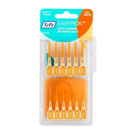 TePe EasyPick XS/S Ενισχυμένη Ελαστική Οδοντογλυφίδα 36τεμ πορτοκαλί