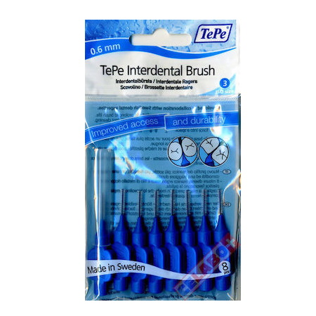 Tepe Μεσοδόντια Βουρτσάκια x-fine 0.6 mm Μπλε 8τμχ
