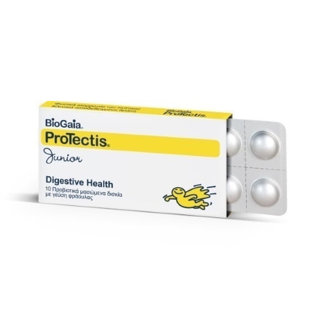 BioGaia Protectis Junior Digestive Health Προβιοτικά Μασώμενα Δισκία με Γεύση Φράουλας 10 Δισκία