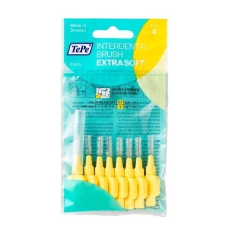TePe Μεσοδόντια Βουρτσάκια Extra Soft 0.7mm Κίτρινο 8τμχ