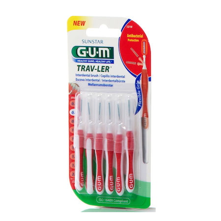 Gum 1314 Trav-ler Interdental Brush Μεσοδόντιο Βουρτσάκι 0.8mm Κόκκινο 6τμχ