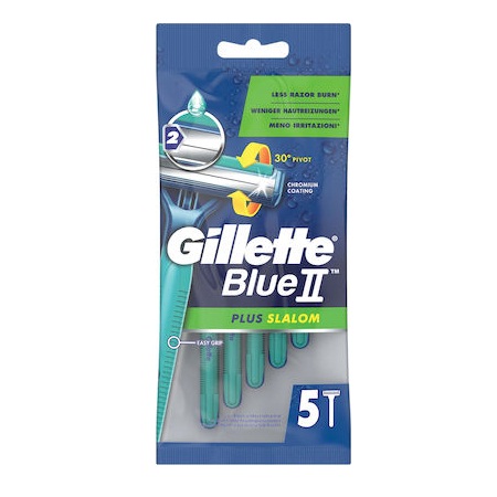 Gillette Blue II Plus Slalom Sensitive Ξυραφάκια 2 Λεπίδες 5 τεμάχια