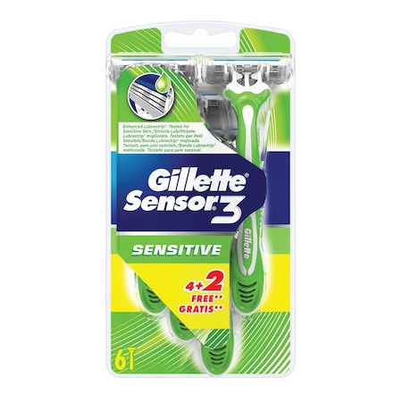 Gillette Sensor 3 Sensitive Ξυραφάκια μιας χρήσης 4+2 τεμάχια ΔΩΡΟ