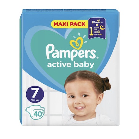 Pampers Active Baby Πάνες Μέγεθος 7 (15+kg) Maxi Pack 40 πάνες