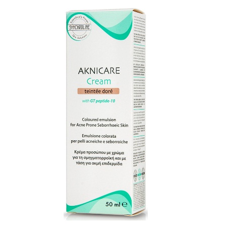 Synchroline Aknicare Cream Teintee Dore Κρέμα για Ακνεϊκές Επιδερμίδες με Χρώμα (Σκούρη Αποχρωση) 50ml
