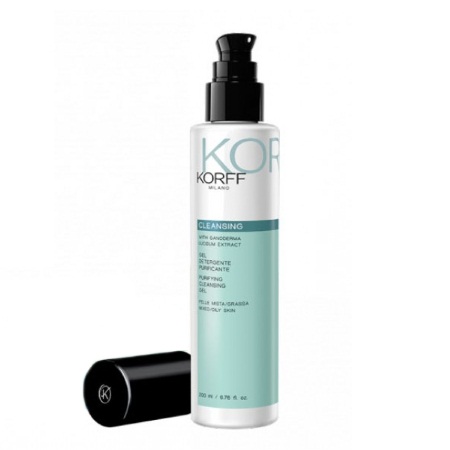 Korff Cleansing Απαλό Τζελ Καθαρισμού κατάλληλο για μικτό και λιπαρό δέρμα με Εκχύλισμα από Γανόδερμα το Λαμπερό 200ml