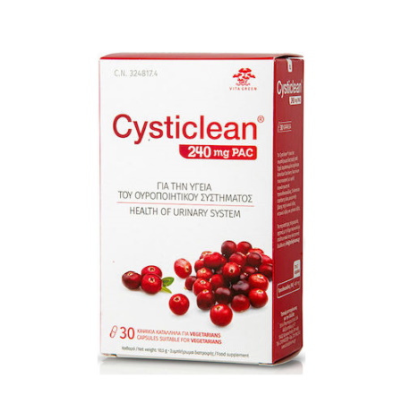 Vita Green Cysticlean Συμπλήρωμα διατροφής για την Πρόληψη και την Θεραπεία της Κυστίτιδας 240mg 30 κάψουλες