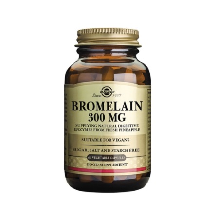 Solgar Bromelain 300mg Συμπλήρωμα διατροφής με Βρωμελαΐνη από ανανά 60 φυτικές κάψουλες