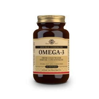 Solgar Omega-3 Double Strength Συμπλήρωμα διατροφής με ωμέγα 3 λιπαρά οξέα από ιχθυέλαια 30 μαλακές κάψουλες