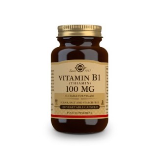 Solgar Vitamin B1 100mg Συμπλήρωμα διατροφής για τη καρδιά και το νευρικό σύστημα 100 φυτικές κάψουλες