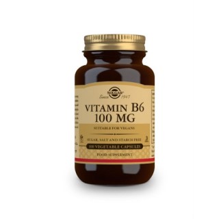 Solgar Vitamin B-6 100mg Συμπλήρωμα διατροφής για το μεταβολισμό, τη μείωση της κούρασης και της κόπωσης 100 φυτικές κάψουλες