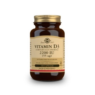 Solgar Vitamin D3 2200 IU 100 Συμπλήρωμα διατροφής για την υγεία των οστών φυτικές κάψουλες