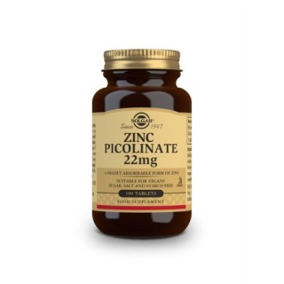 Solgar Zinc Picolinate 22mg Συμπλήρωμα διατροφής για το ανοσοποιητικό σύστημα 100 ταμπλέτες