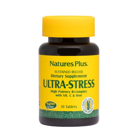Natures Plus Ultra Stress with Iron Συμπλήρωμα διατροφής με βιταμίνες του συμπλέγματος Β και σίδηρο 30 ταμπλέτες