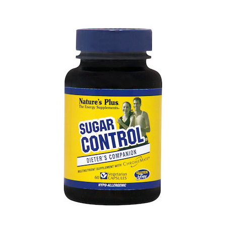 Natures Plus Control Sugar Φόρμουλα που Βοηθά στην Καταπολέμηση της Βουλιμίας για Γλυκά και Ζάχαρη, Υποαλλεγικό 60 φυτικές κάψουλες