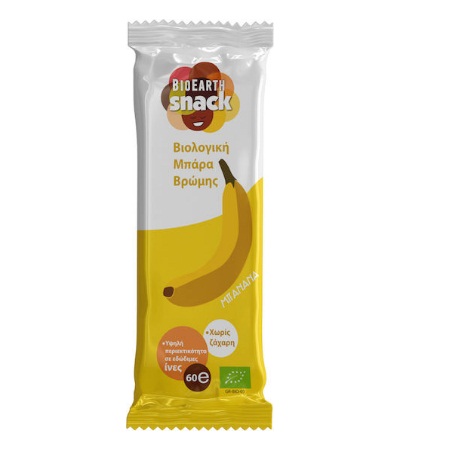 Bioearth Snack Βιολογική Μπάρα Βρώμης με Γεύση Μπανάνα 60gr