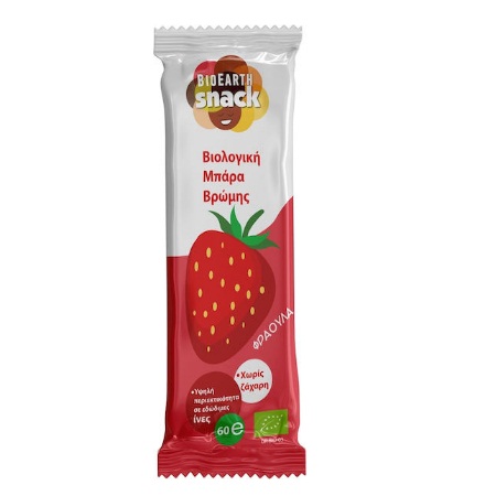 Bioearth Snack Βιολογική Μπάρα Βρώμης με Γεύση Φράουλα 60gr