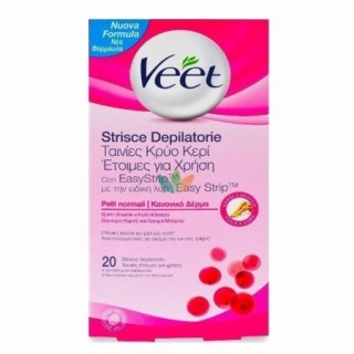 Veet Easy Strip Ταινίες Κρύο Κερί Έτοιμες για Χρήση για Κανονικό Δέρμα Πόδια & Σώμα 20 τμχ