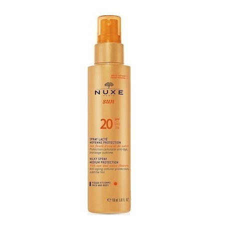 Nuxe Sun Milky Spray Medium Protection Αντηλιακό Γαλάκτωμα σε Σπρέι για Πρόσωπο & Σώμα Μεσαίας Προστασίας SPF20 150ml