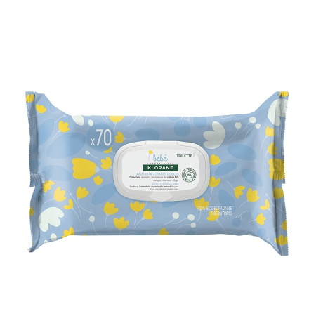 Klorane Bebe Gentle Cleansing Wipes Απαλά Μαντηλάκια Καθαρισμού με Καλέντουλα 70 τεμάχια