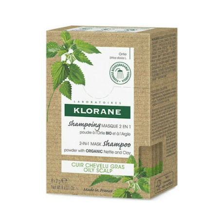 Klorane Ortie Σαμπουάν & Mάσκα 2 σε 1 για Λιπαρά Μαλλιά με Τσουκνίδα 8x3gr